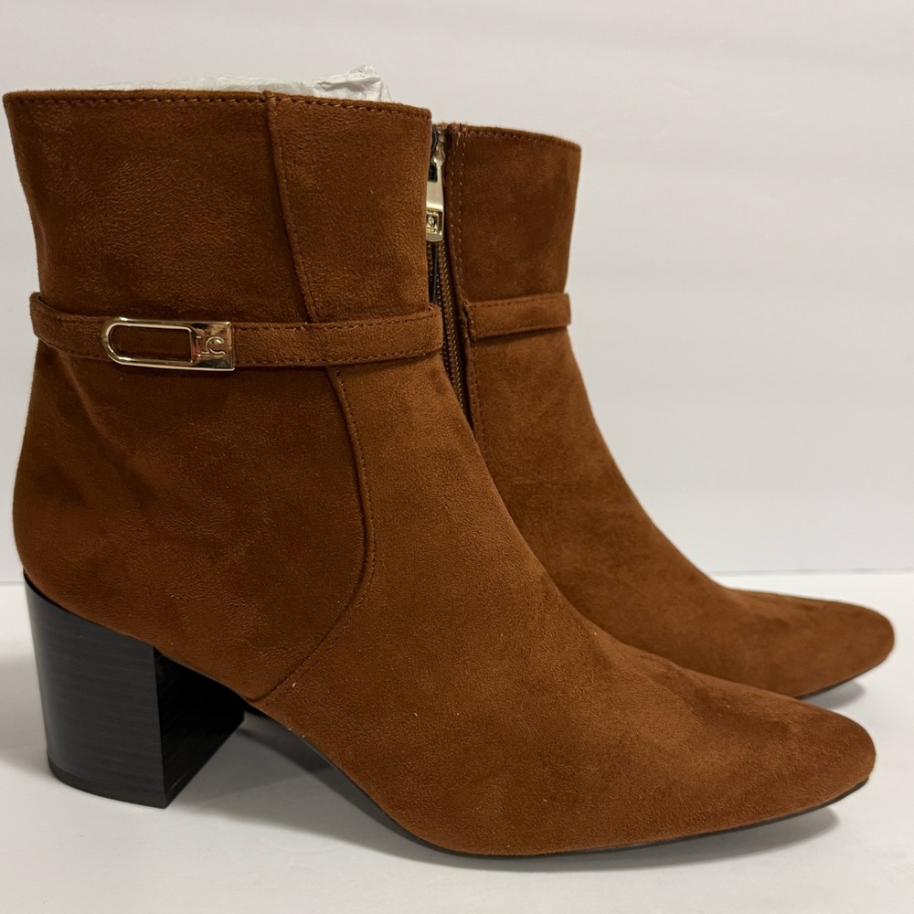 Women’s 9.5M Liz Claiborne Rich Brown Ankle Booties With Zipper NWT